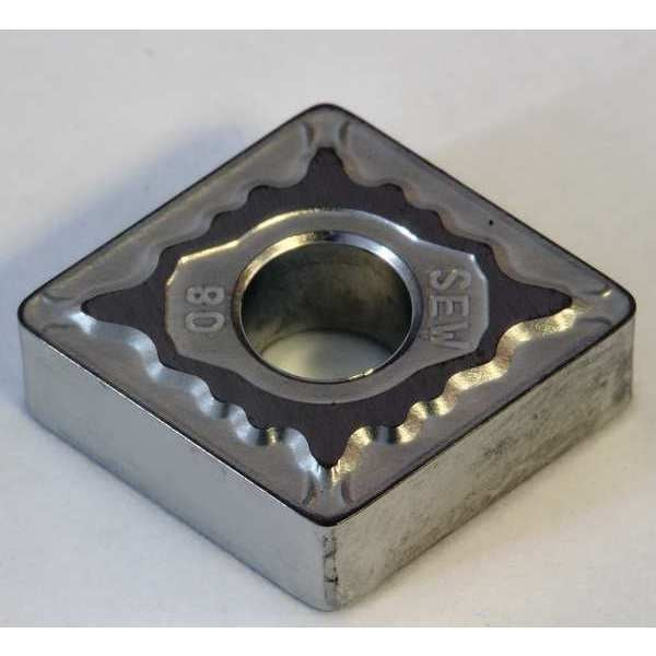 Diamond Turning Insert, Diamond, 1/2 in, CNMG, 80  Degrees, 1/64 in, Cermet