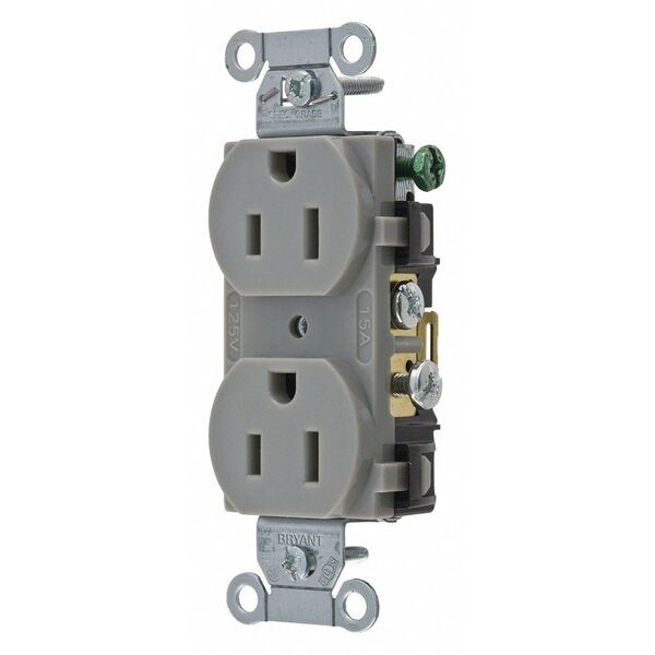 15A Duplex Receptacle 125VAC 5-15R GY