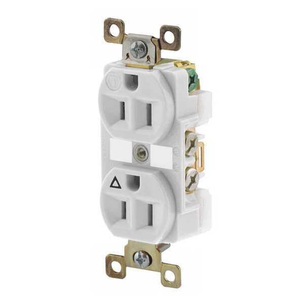 Receptacle, 15 A Amps, 125V AC, Flush Mount, Standard Duplex Outlet, 5-15R, White