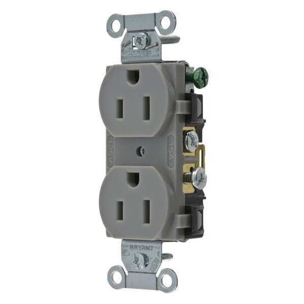 15A Duplex Receptacle 125VAC 5-15R GY