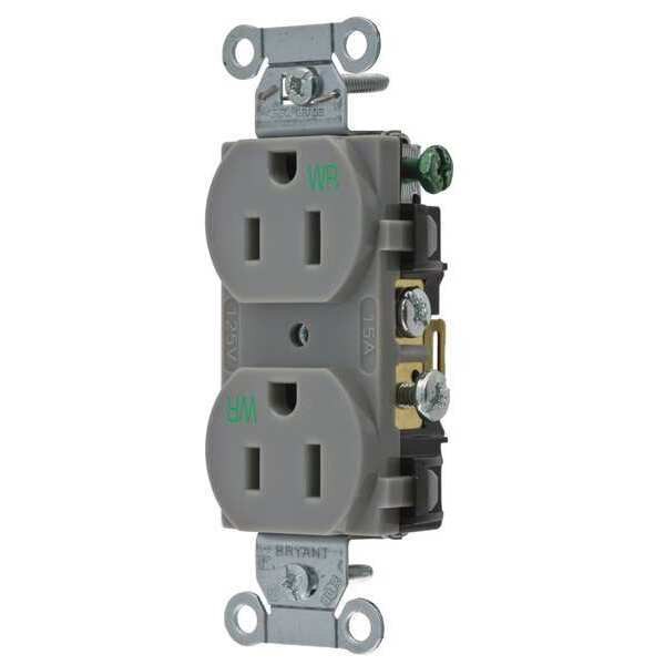 15A Duplex Receptacle 125VAC 5-15R GY