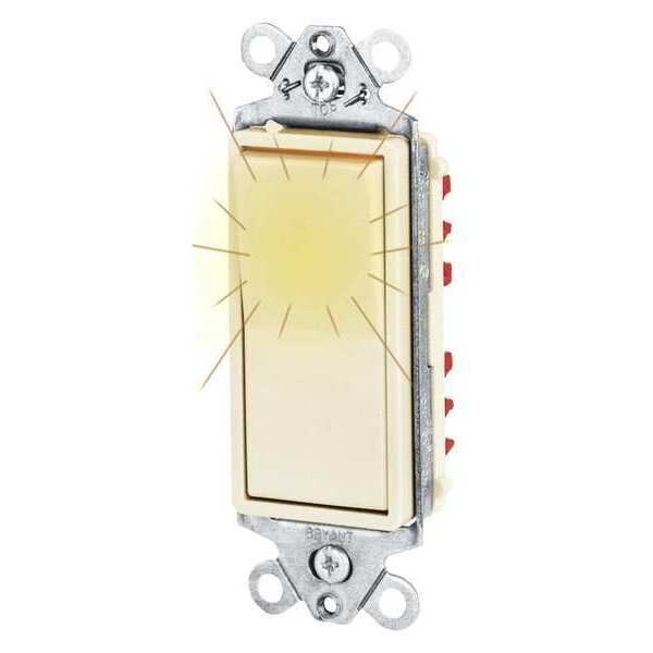 Illuminated Wall Switch, Ivory, 3-Way Type