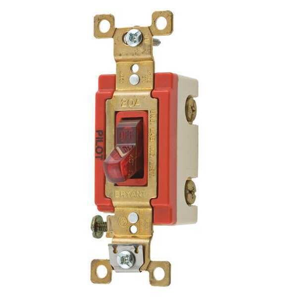 Pilot Light Wall Switch, Red, 3-Way Type
