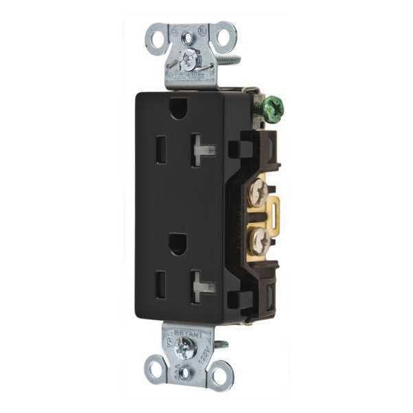 Receptacle, 20 A Amps, 125V AC, Flush Mount, Decorator Duplex Outlet, 5-20R, Black