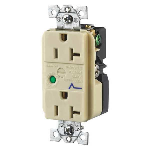 Receptacle, 20 A Amps, 125V AC, Flush Mount, Decorator Duplex Outlet, 5-20R, Ivory