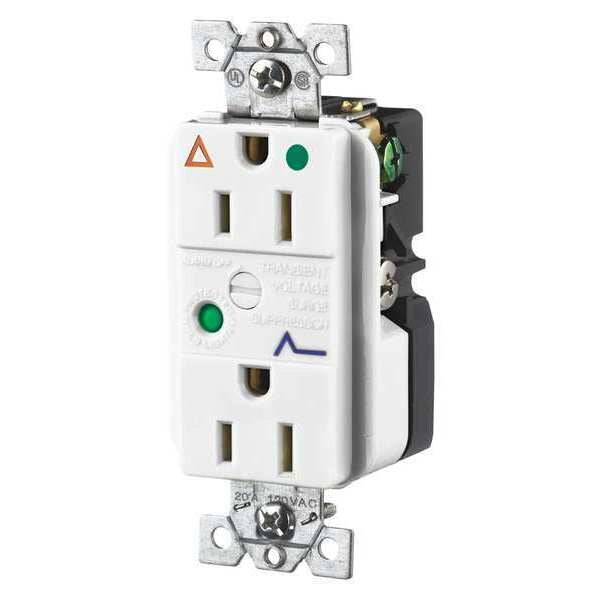 Receptacle, 15 A Amps, 125V AC, Flush Mount, Decorator Duplex Outlet, 5-15R, White