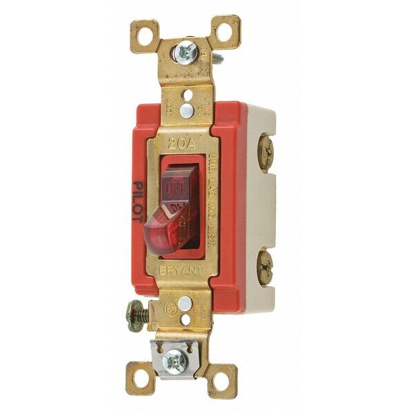 Pilot Light Wall Switch, Red, 1-Pole Type