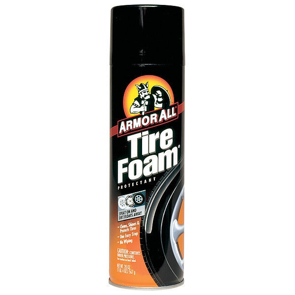 Tire Dressing and Protectant, Tire Foam, Aerosol Spray Can, 20 oz, White