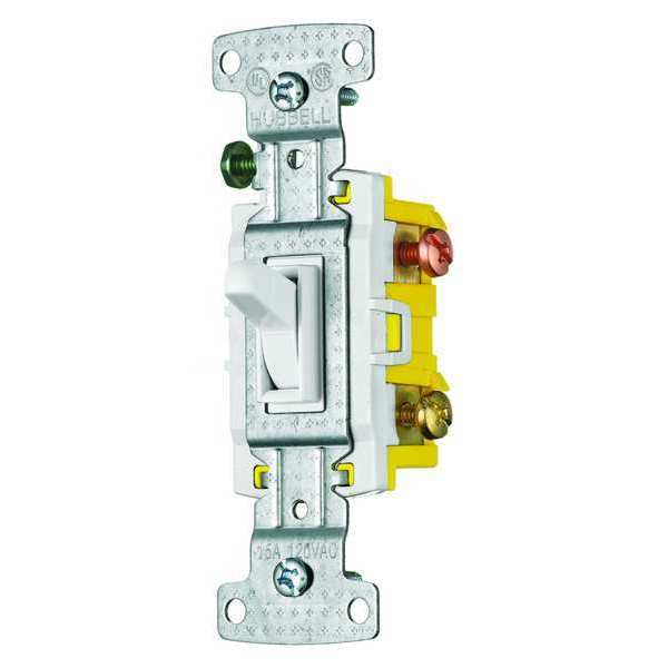 Wall Switch, 15A, White, 3-Way Type, 1/2 HP