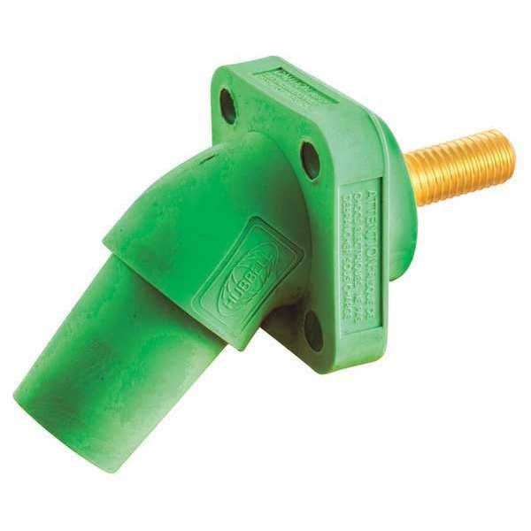 Angled Receptacle, Green, Threaded Stud