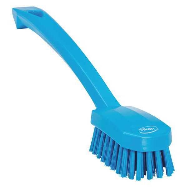 1 37/64 in W Scrub Brush, Medium, 7 45/64 in L Handle, 3 in L Brush, Blue, Plastic