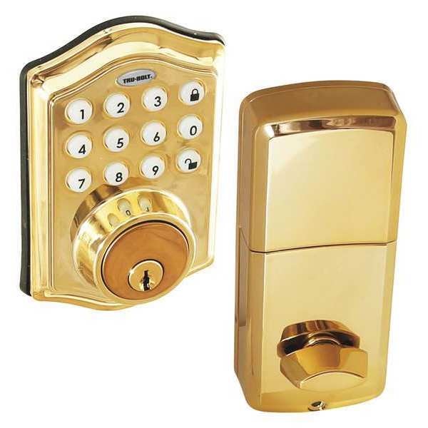 Electronic Deadbolt, Polished Brass