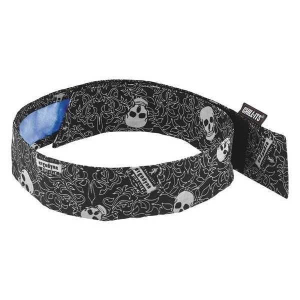 Bandana, Black/White, Skulls, Hook-and-Loop