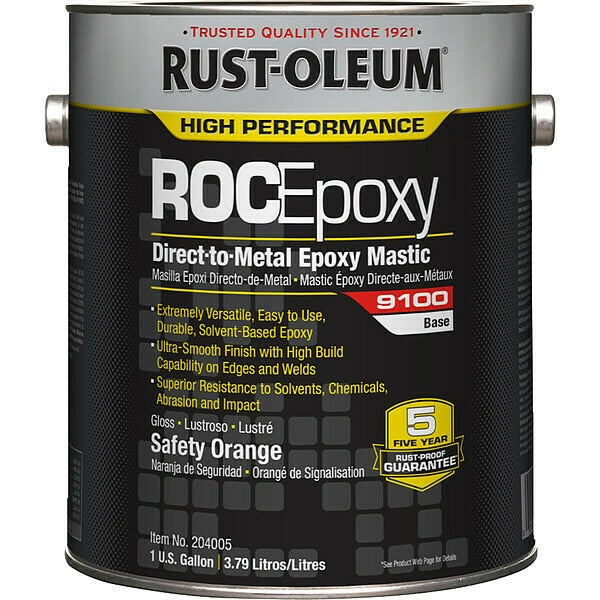 Paint, Safety Orange, Gloss, 1 gal, 125 to 225 sq ft/gal, 9100 Series