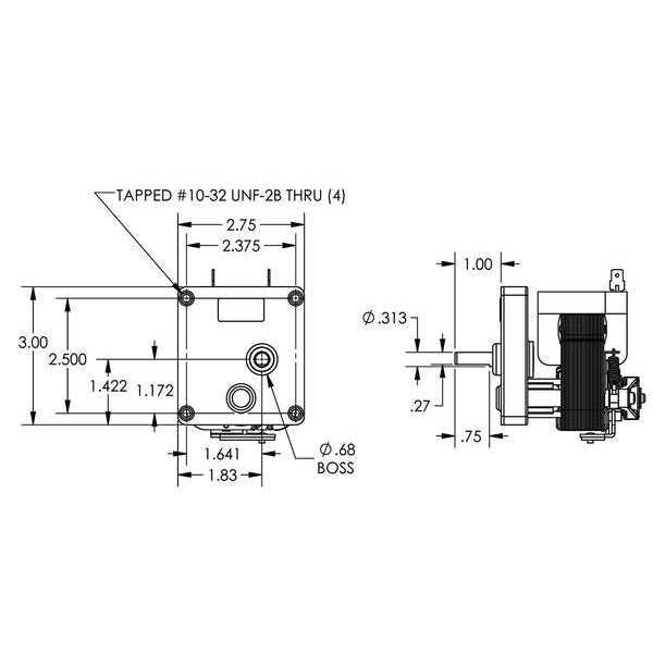 AC Gearmotor, 30.0 in-lb Max. Torque, 5.8 RPM Nameplate RPM, 230V AC Voltage, 1 Phase