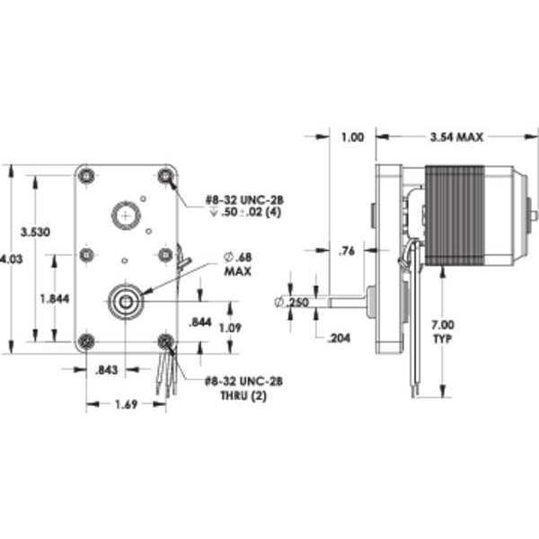 AC Gearmotor, 8.0 in-lb Max. Torque, 18 RPM Nameplate RPM, 115V AC Voltage, 1 Phase
