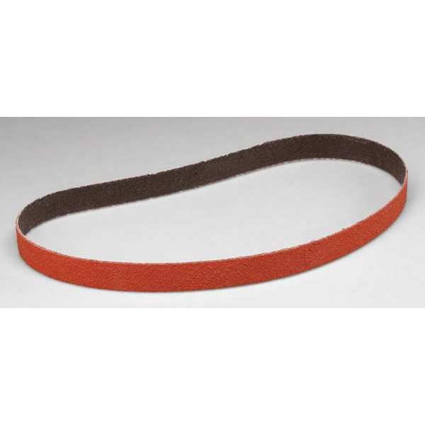 Sanding Belt, Coated, 3/4 in W, 20 1/2 in L, 80 Grit, Medium, Ceramic, 984F, Orange