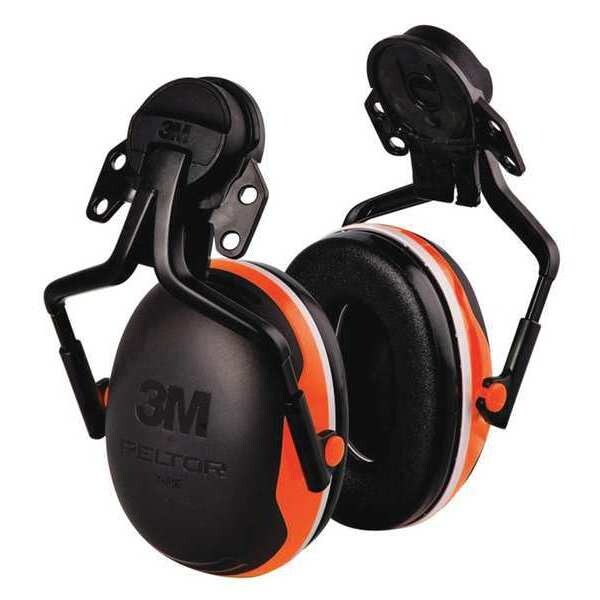 Hard Hat Mounted Ear Muffs, 25 dB, Peltor X4, Orange