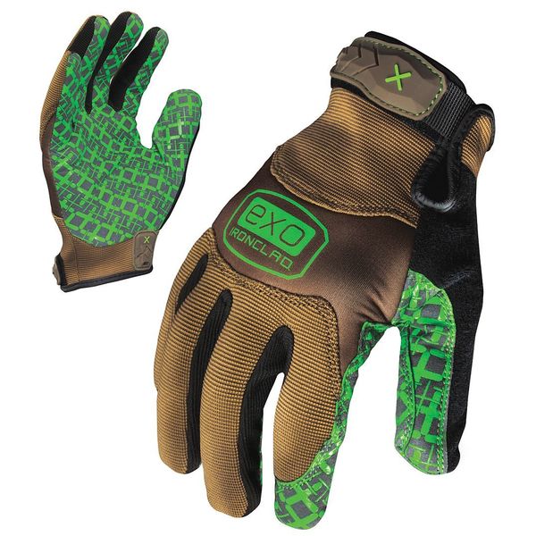 Mechanics Gloves, L, Tan/Green, Double Layer, Stretch Nylon/Neoprene