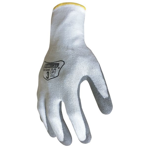 Polyurethane Coated Gloves, Palm Coverage, White/Gray, 2XL, PR