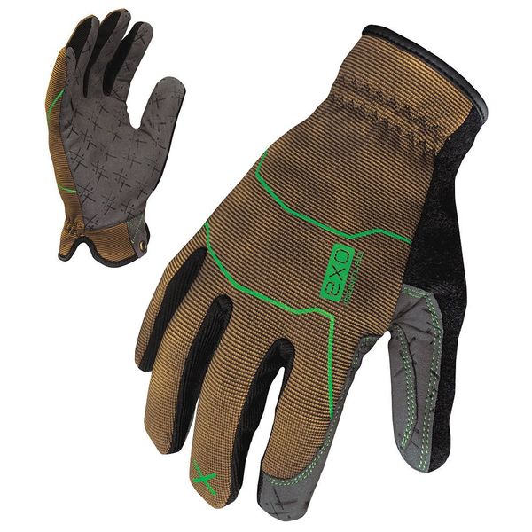 Mechanics Gloves, L, Tan/Green, Single Layer, Stretch Nylon