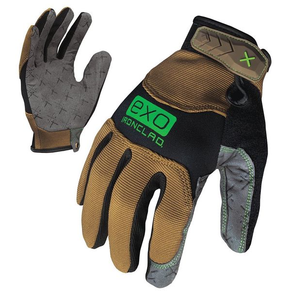 Mechanics Gloves, XL, Tan/Green, Single Layer, Stretch Nylon/Neoprene