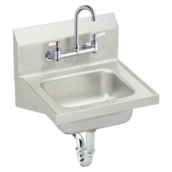 Wall Mount, 2 Hole, Dual Handle, Stainless Steel, Hand Sink