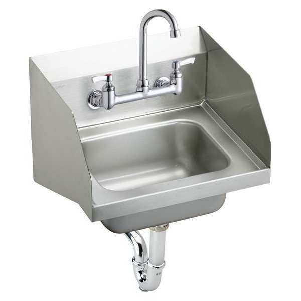 Wall Mount, 2 Hole, Dual Handle, Stainless Steel, Hand Sink