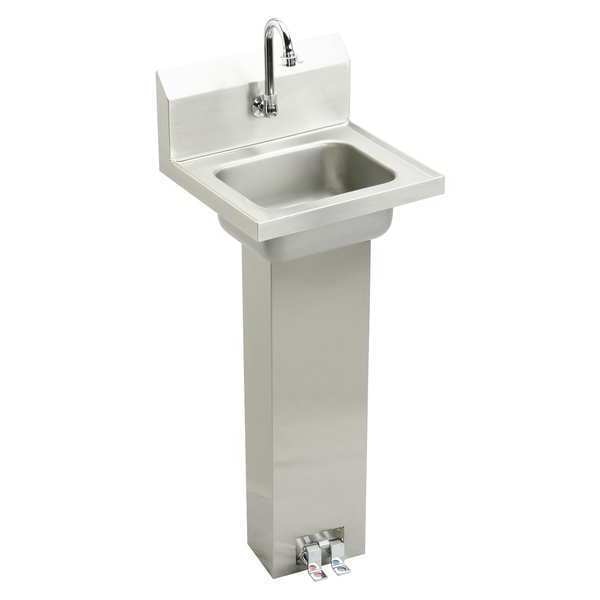 Wall Mount, 0 Hole, Manual, Stainless Steel, Hand Sink