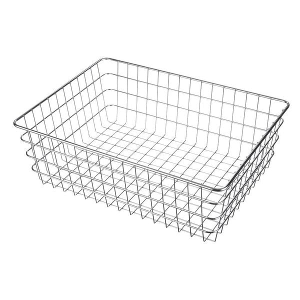 Silver Rectangular Storage Basket, Steel