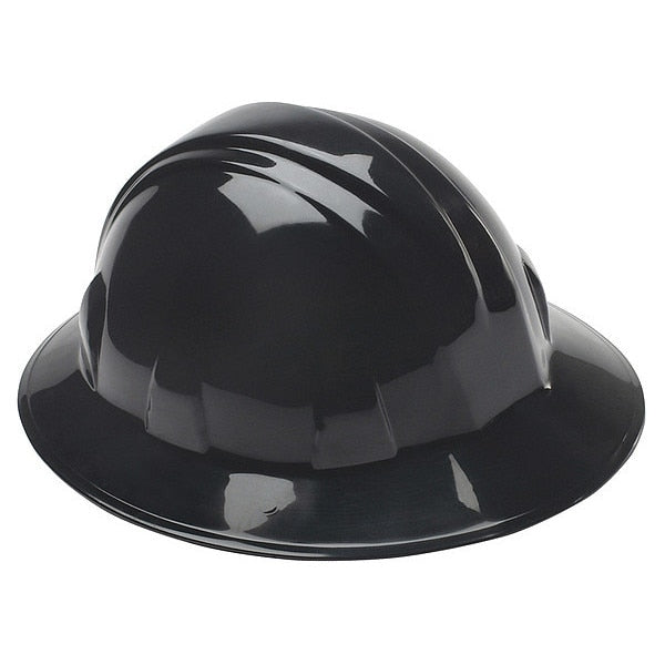 Full Brim Hard Hat, Type 1, Class E, Ratchet (4-Point), Black