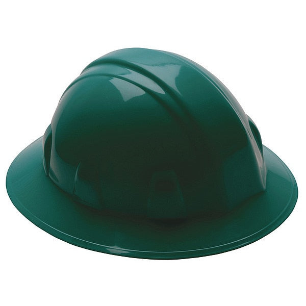 Full Brim Hard Hat, Type 1, Class E, Ratchet (4-Point), Green