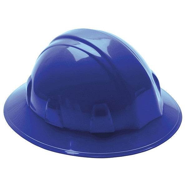 Full Brim Hard Hat, Type 1, Class E, Ratchet (4-Point), Blue
