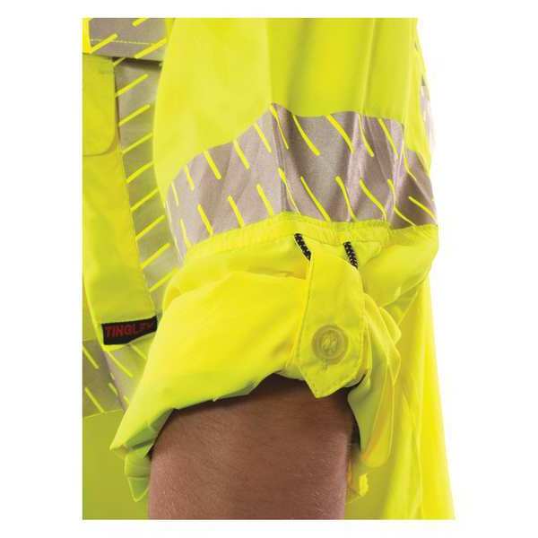 Job Sight Work Shirt, Size 4XL, Hi-Vis Green/Yellow