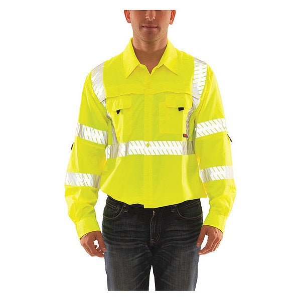 Job Sight Work Shirt, Size M, Hi-Vis Green/Yellow