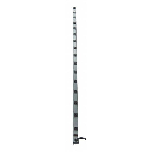 Outlet Strip, 15 ft., 16 Outlets, Aluminum