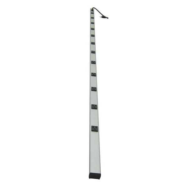 Outlet Strip, 6 ft., 12 Outlets, Aluminum