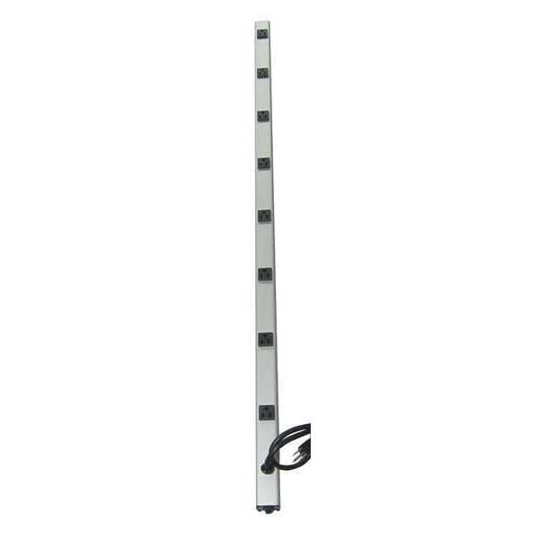 Outlet Strip, 15 ft., 8 Outlets, Aluminum