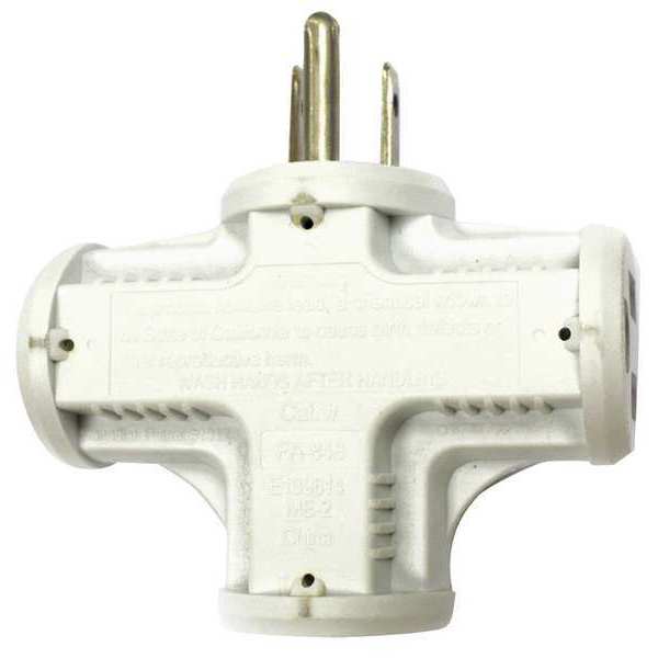 Adapter, 3 Outlets, White
