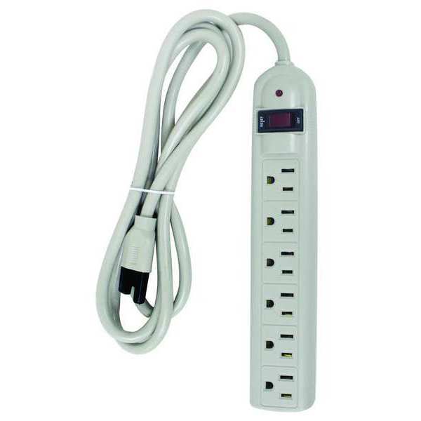 Surge Protector Outlet Strip, 6 ft., White