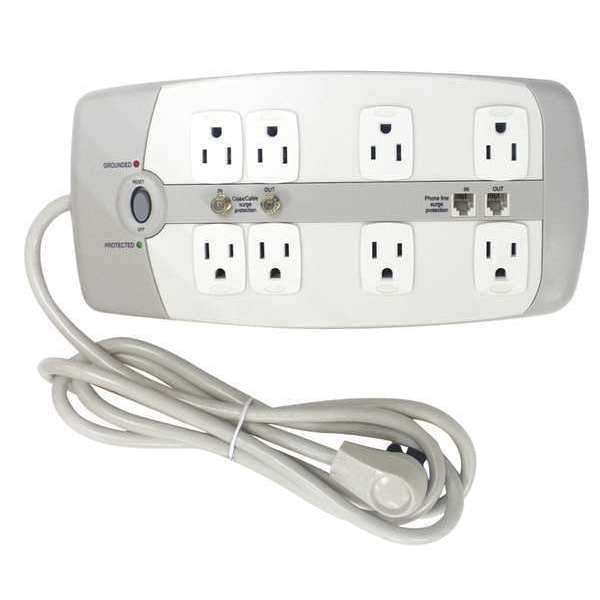 Surge Protector Outlet Strip, 6 ft., White