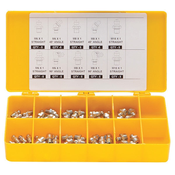 Grease Fitting Kit, Metric Tapered, PK50