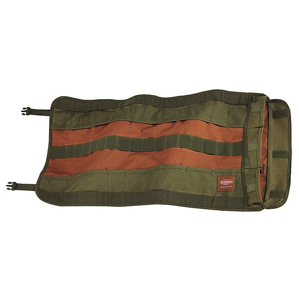 Tool Holster, Polyester, 25 Pockets, Brown/Green, 14 in Height