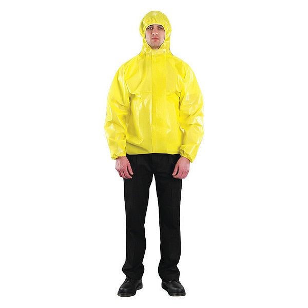 Disposable Hooded Jacket , 2XL , Yellow , Chemical Laminated M3000 ,