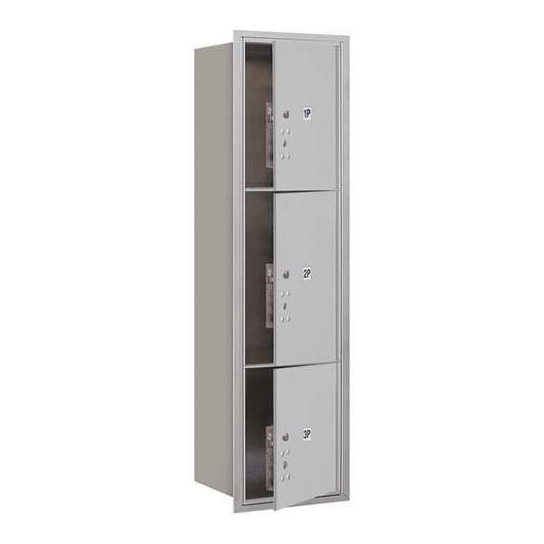 Mailbox, Aluminum, Powder Coated, 3 Doors, Recessed, 4C