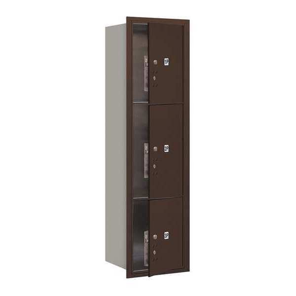 Mailbox, Bronze, Powder Coated, 3 Doors, Recessed, 4C