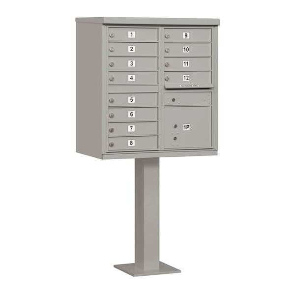 Cluster Box Unit, Gray, Powder Coated, 13 Doors, Pedestal, Standard