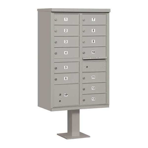 Cluster Box Unit, Gray, Powder Coated, 14 Doors, Pedestal, Standard