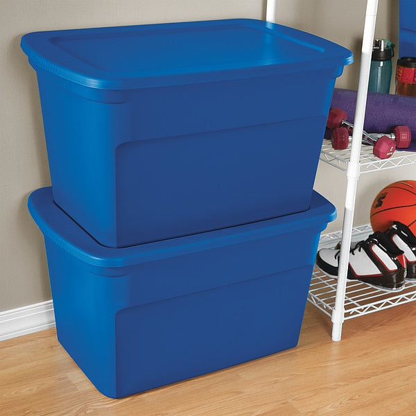 Storage Tote, Blue, Polypropylene, 30 1/2 in L, 20 1/4 in W, 17 1/8 in H, 30 gal Volume Capacity