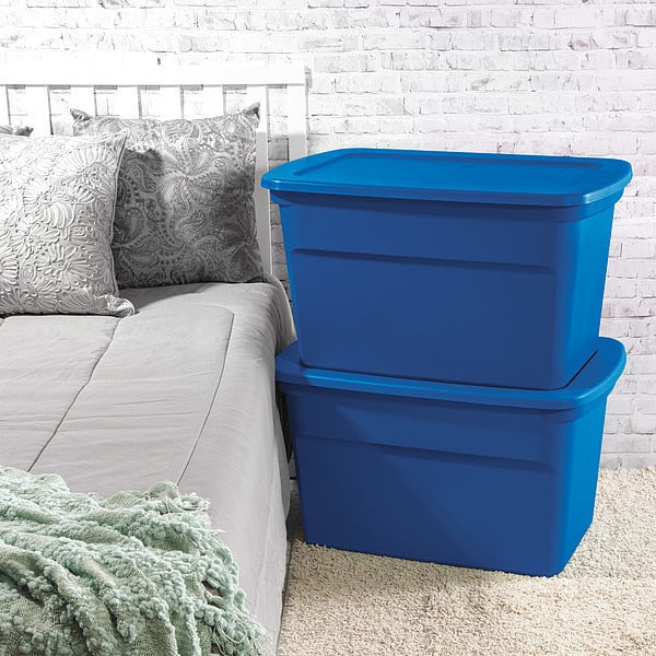 Storage Tote, Blue, Polypropylene, 30 1/2 in L, 20 1/4 in W, 17 1/8 in H, 30 gal Volume Capacity